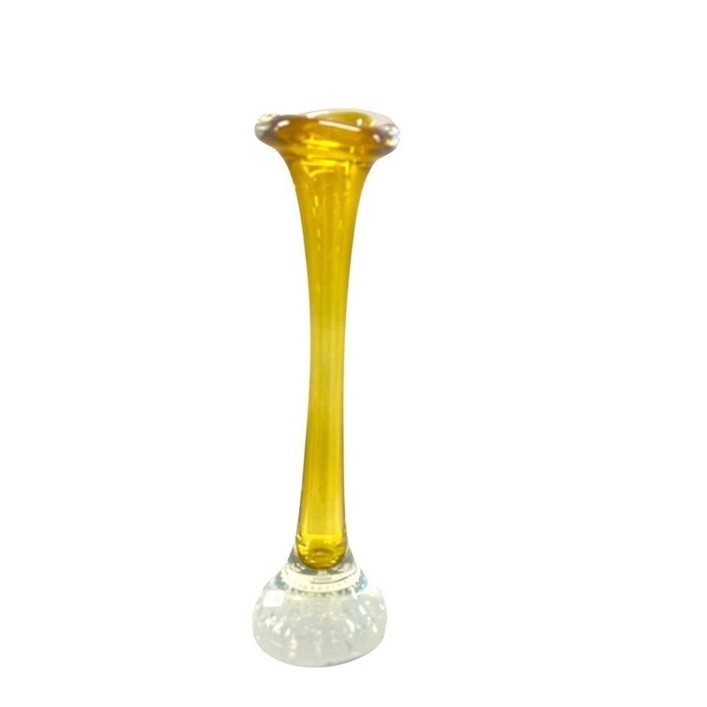 Aseda Sweden Footed Swung Glass Bud Vase Vintage Bullicante Controlled Bubble